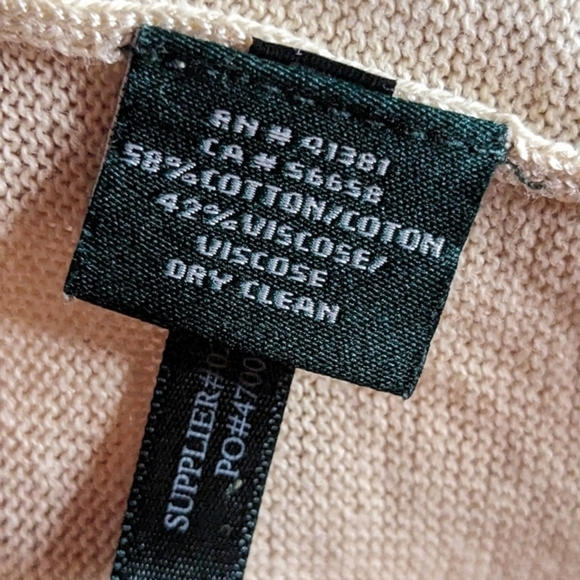 Lauren Ralph Lauren Large Ivory Cropped Open Front Elbow Sleeve Cardigan - Picture 4 of 7